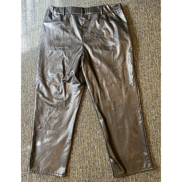 REWASH Women’s High Rise Vegan Leather Pull on Pants Black Size LARGE Y2K NWT - Picture 7 of 8
